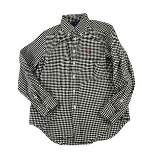 Ralph Lauren Kids Boys Gingham Button Down Shirt Black White Size S 8 Pony Logo